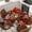 Red, variant on Beige Woode Christmas Round Tablecloth, Fitted Table Cover with Elastic for 45"-54" Round Tables, Xmas Tree Gingerbread Snowman Winter Table Cloth Outdoor Indoor Dinning Party Waterproof Tablecloths