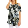 thumbnail image 3 of Hibeli Women Floral Paisley Print Summer T Shirts Cold Shoulder Tunic Top Blouse, 3 of 7