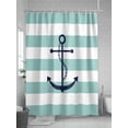 thumbnail image 5 of Turquoise Striped Shower Curtain, Nautical Anchor Abstract Geometric Modern Waterproof Shower Curtain Set with 12 Hooks Lightweight Washable Fabric Shower Curtains for Bathroom 72x72 Inches, 5 of 6
