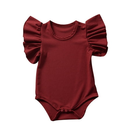 

Jxzom Baby Unisex Newborn Baby Romper Boys Girls O-Neck Ruffle Bodysuit Short Sleeves Jumpsuit Summer Clothes