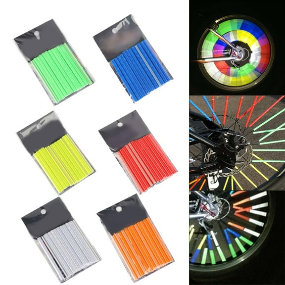 BCLONG 12 Pcs Bicycle Spoke Light Wheel Rim Spoke Clip Tube Bike Strip Reflective