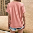 thumbnail image 4 of Baqcunre T Shirts For Women Women Elegant Casual Shirt Fashion Button Neck Short Sleeve Tops Simple Solid Shirt Workout Tops For Women Womens Blouses Pink XL, 4 of 9
