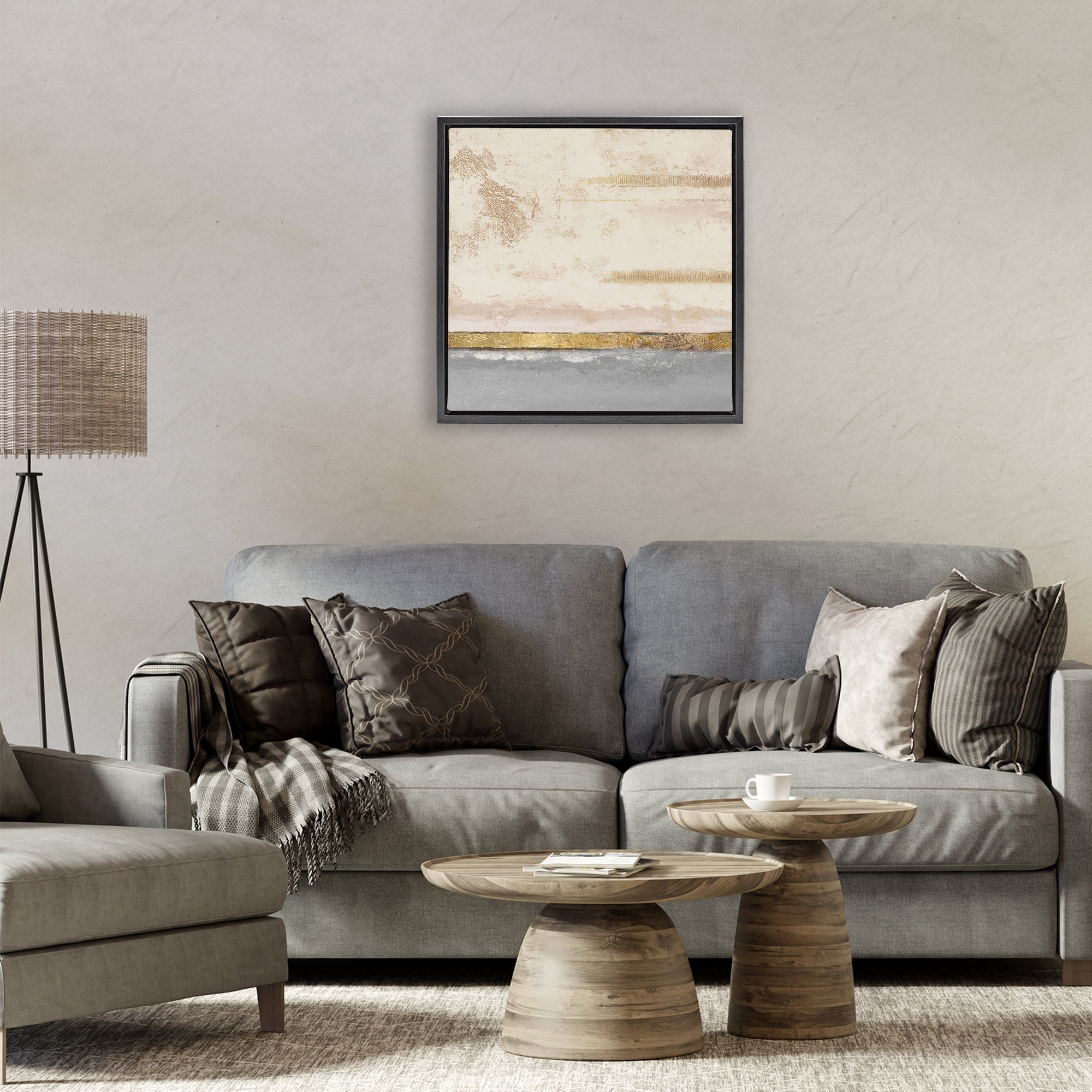Stupell Industries Soft Sea Abstract Black Framed Floater Canvas Wall Art, design by Patricia Pinto