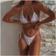 thumbnail image 4 of Traje de baño de bikini con cuello halter y estampado floral con almohadilla en el pecho para mujer sexy con tirantes divididos Fridja  nalpqowj58540, 4 of 9