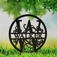thumbnail image 4 of JASS GRAPHIX Walker 12" Black Aluminum Composite Monogrammed Garden Sign Last Name Signs for Yard Home Garden Personalized, 4 of 5