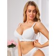 thumbnail image 3 of INSPIRE CHIC Women's French Plunge Lace Push Up Underwire Anti-Sagging Bra Fixed Cup Adjustable Straps Lingerie B 40 White, 3 of 3
