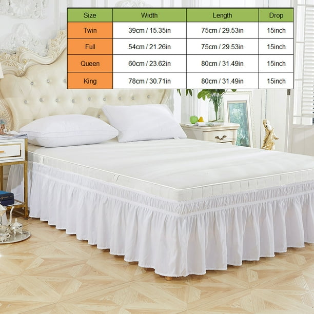 Dekaim Sommier Enveloppant Jupe de lit en Polyester elastique Drap de cantonniere a Volants Jupe entierement elastiquee Facile a Installer Queen 60 80 15inch Walmart