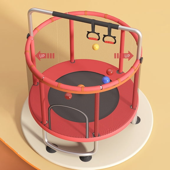 StarBay 440lbs Trampoline Indoor Adjustable Baby Toddler Trampoline with Basketball Hoop, Swing, Sandbag, Ocean Balls, Strong Load-bearing