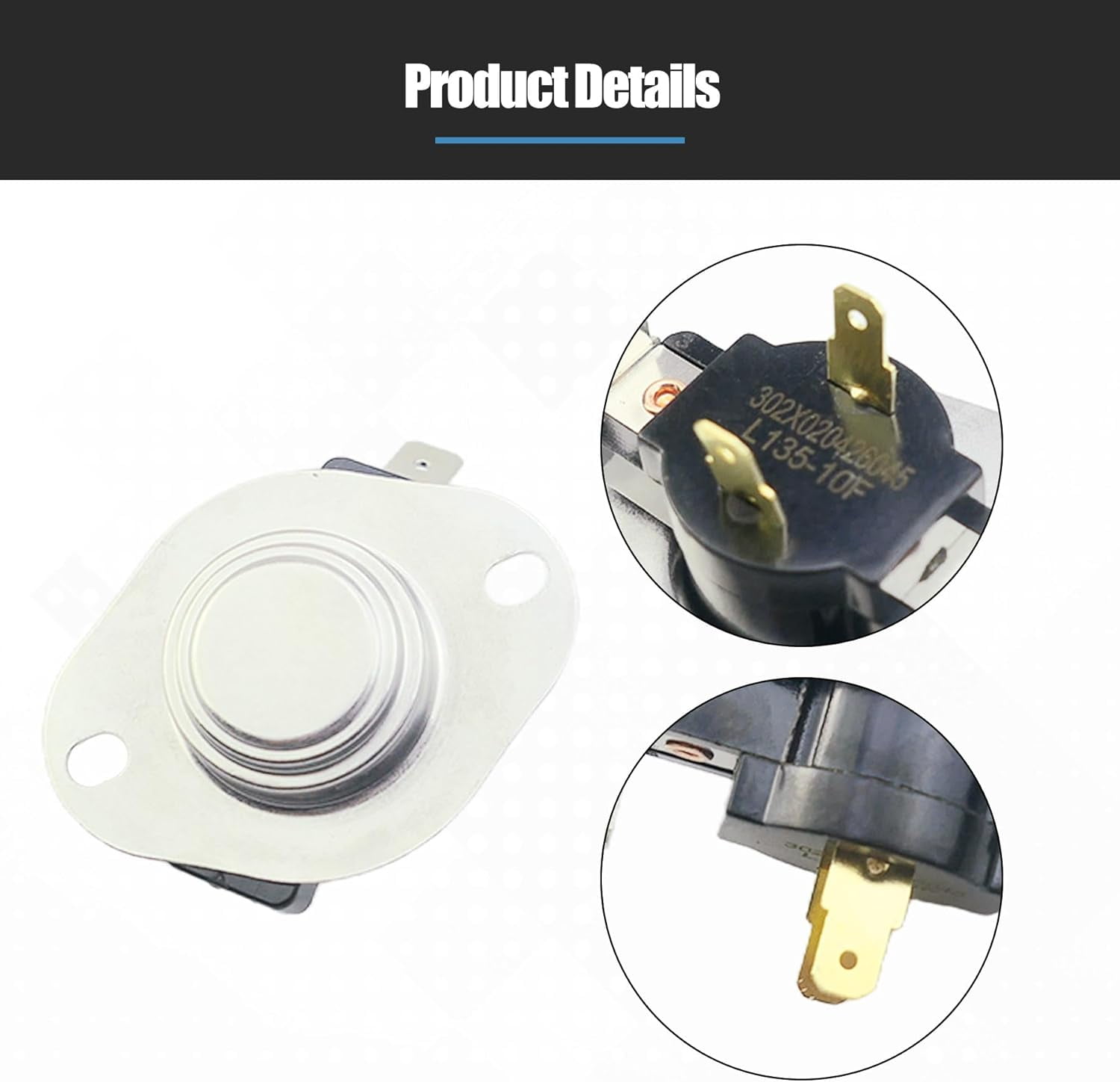 ABPETE Dryer Cycling Thermostat L135-10F Fit for GE for RCA for Hotpoint for Sears for Kenmore Dryers Replace WE04M0056 WE04M0216 WE4M317 WE4M56 276485 AP2042618 AH267949 EA267949 PS267949