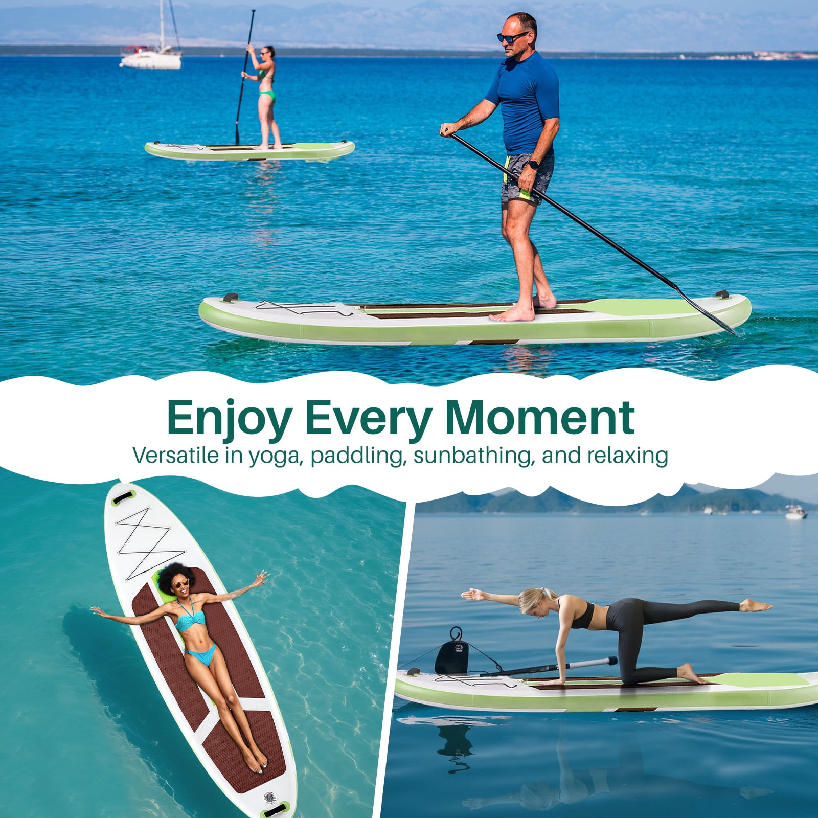 10'5" Inflatable Stand Up Paddle Board, Commercial Grade PVC ISUP with Non-Slip Deck, Complete SUP Accessories: Paddle, Pump, Leash & Backpack, All-Skill Level Water Sports Board, Brown