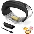thumbnail image 1 of SURJDE Garlic Press Rocker-Chefs Choice Stainless Steel Garlic Press Rocker Stainless Steel Garlic Mincer Crusher, Food Grade Approved, Kitchen Utensils with Garlic Mincing Chopper Peeler an, 1 of 6
