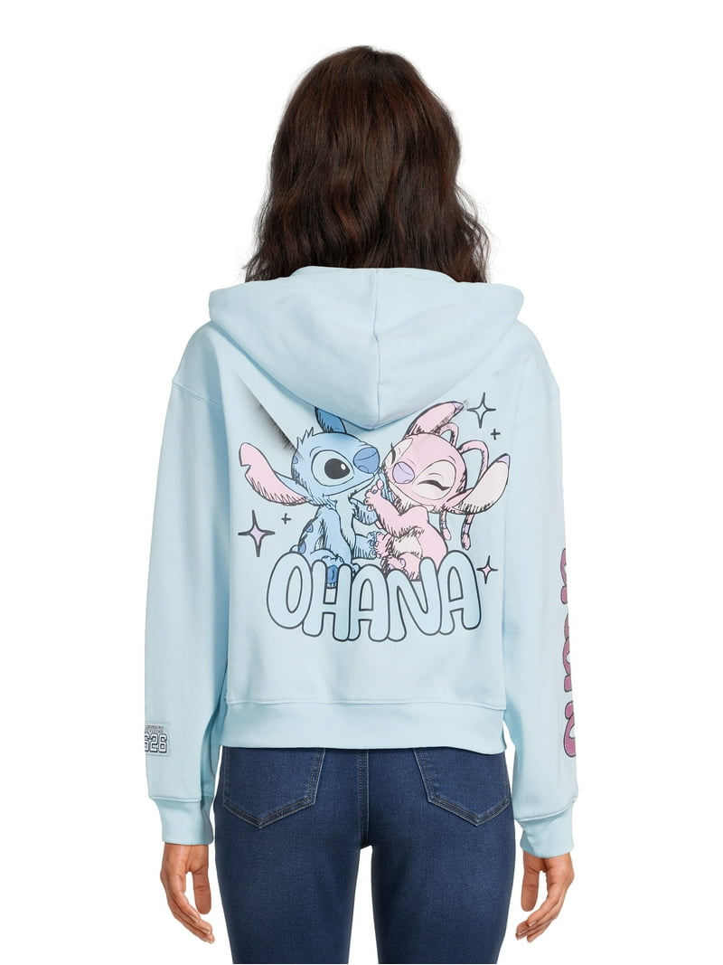 【ANGLAN】Stitch Over Sweat Hoodie Disney Stitch and Angel Juniors Graphic Hoodie - Cute Design