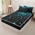 thumbnail image 2 of Erosebridal Glitter String Pattern Zipper Twin Comforter Sets with Fitted Sheet and 2 Pillowcases,Twinkling Star Print Zipper Bedding Set,Cyan Blue Black,Black Reversible, 2 of 6