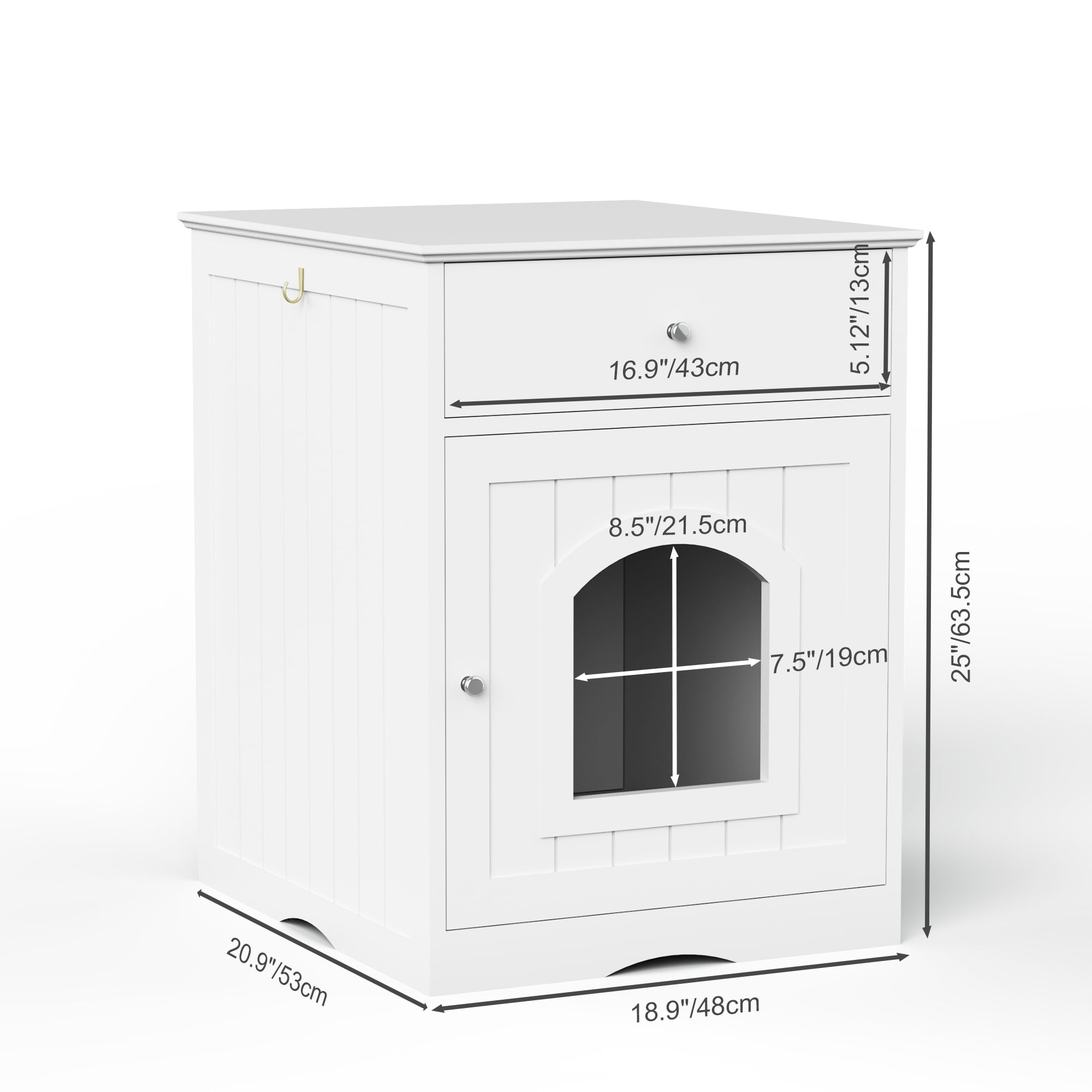 Pefilos 19" Cat Litter Box Enclosure, Indoor Pet Crate-Hidden Cat House Cat Washroom with Vent Holes, White Pefilos 19" Cat Litter Box Enclosure, Indoor Pet Crate-Hidden Cat House Cat Washroom with Vent Holes, White
