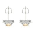 thumbnail image 4 of 14K Solid Gold Screw Back Stud Earrings for Women | 2.44 cttw Emerald Cut Natural Morganite | White Gold, 4 of 5