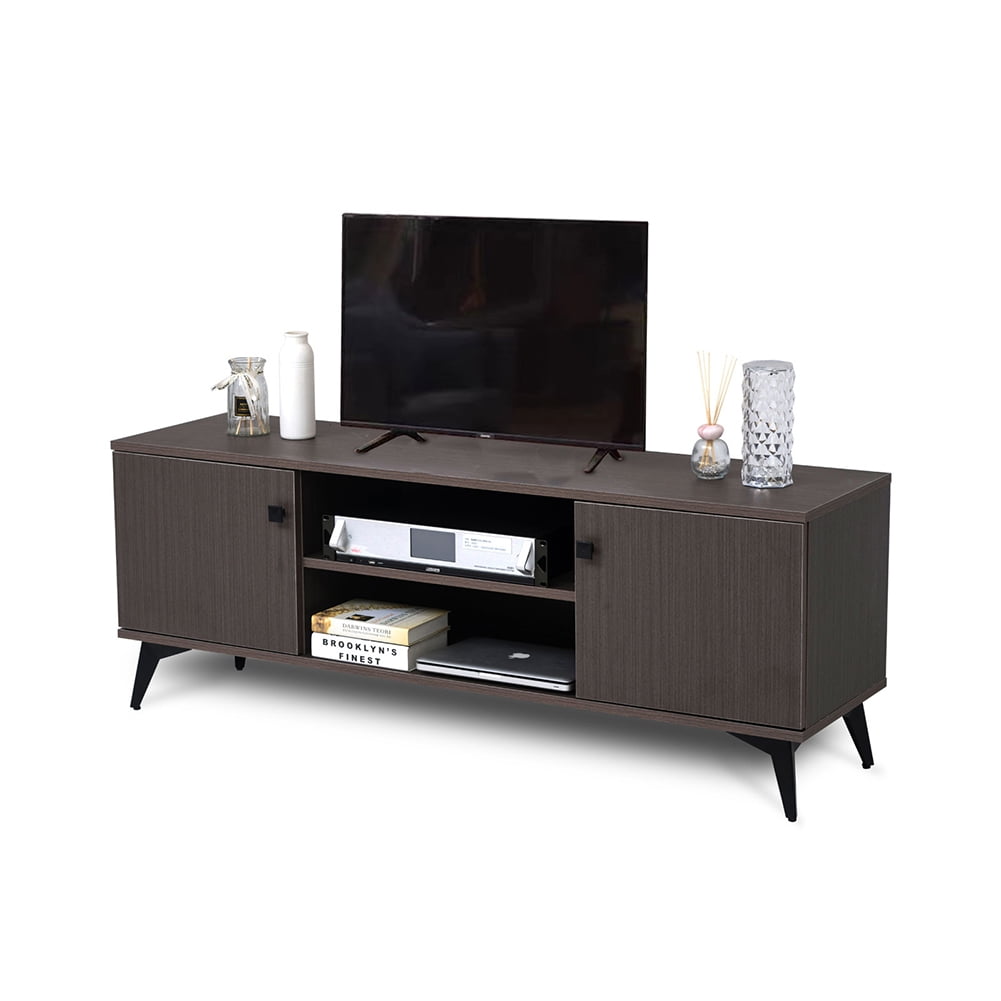 Kadyn Modern TV Stand, Wood TV Cabinet for up to 58 inch, TV Entertainment Center with Cabinet for Living Room, Rustic Brown