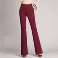 thumbnail image 3 of Pantalones rectos de cintura alta para mujer: cintura elástica, pantalones acampanados con bolsillos, 3 of 6