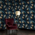 thumbnail image 2 of Peel and Stick Wallpaper Ginkgo Leaf Vine Metallic Gold Midnight Blue Wall Mural 17.7in x 9.8ft Self Adhesive Removable Wall Paper Renter Friendly Wallpaper for Nursery Bedroom Cabinets, 2 of 8