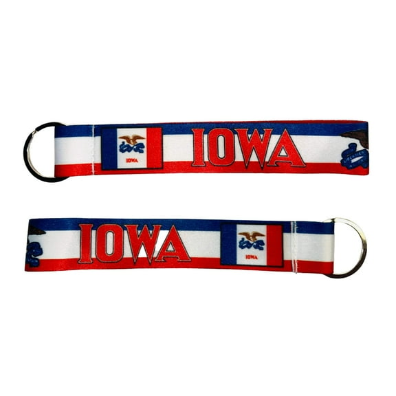 Wristlet Keychain - State Flag Iowa - USA - K074 | Hand Loop Key Holder, Travel Souvenir, Lightweight Everyday Accessory