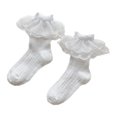 thumbnail image 1 of Calcetines con volantes y ojales para niñas pequeñas, calcetines de algodón estilo princesa de encaje con volantes y puños blancos de malla bonita S para 1-3 años, 1 of 5