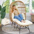 thumbnail image 3 of RADIATA 4 Pieces Beige Boho Outdoor Patio Furniture Sets with 2 Pcs Egg Chairs and 2 Ottomans, 3 of 9