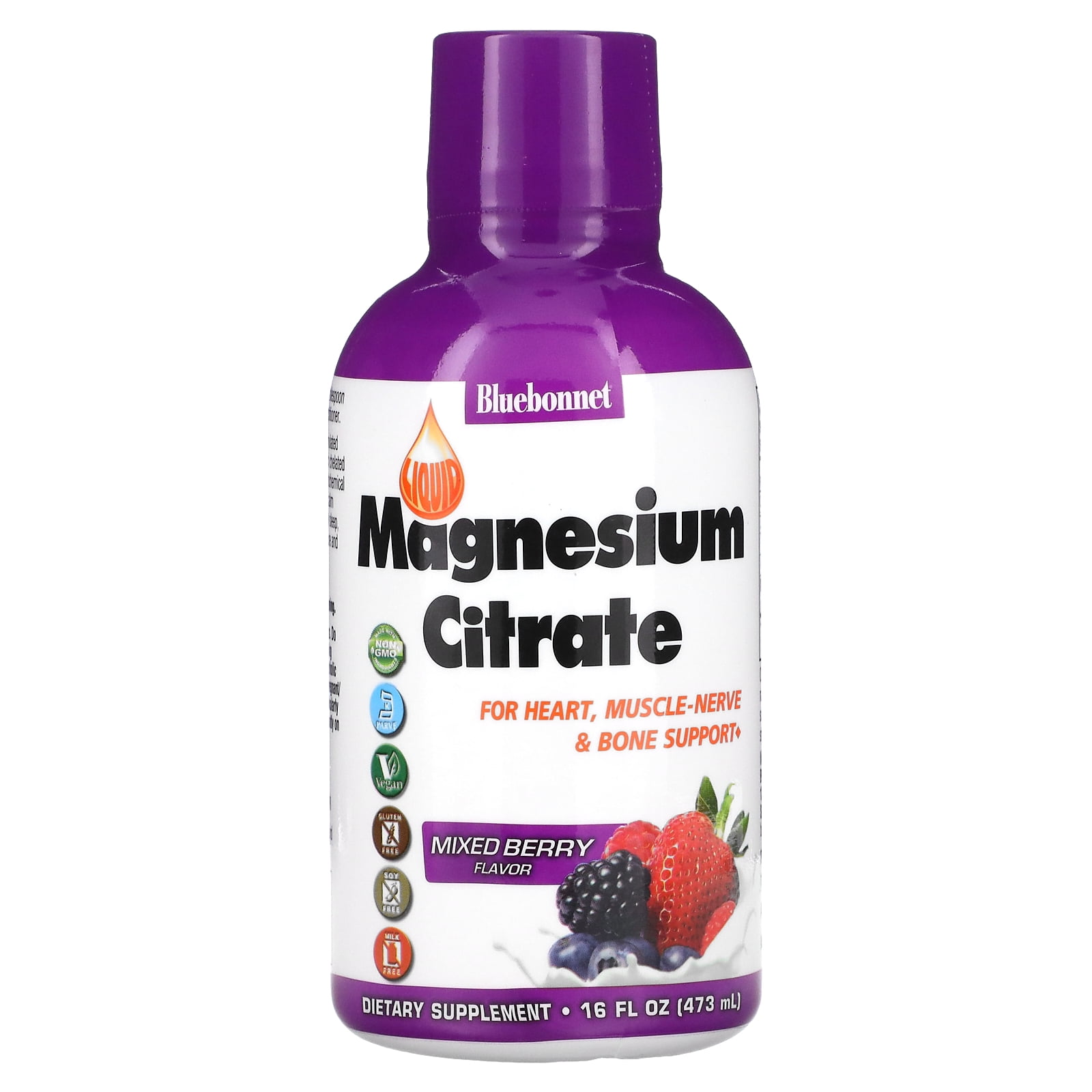 Liquid Magnesium Citrate, Mixed Berry , 16 fl oz (473 ml), Bluebonnet Nutrition