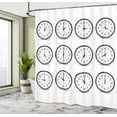 thumbnail image 5 of Ambesonne White Shower Curtain, Clocks and Black Numbers, 69"Wx84"L, Black White, 5 of 5