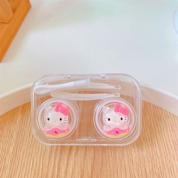 Estuche de lentes de contacto de Hello Kitty Kawaii Kuromi My Melody, caja de almacenamiento para el cuidado de los lentes de contacto de la muñeca de dibujos animados Sanrioed Anime Girl