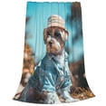 thumbnail image 2 of Fotbe Stylish Dog in Denim Outfit Manta de Franela Acolchonada con Estampado, Súper Suave y Esponjosa, Extra Grande para Sofá, Cama, Uso Todo el Año-80"x60", 2 of 7