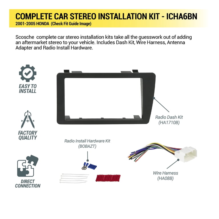 Scosche ICHA6BN Double DIN Radio Install Dash Kit Compatible with