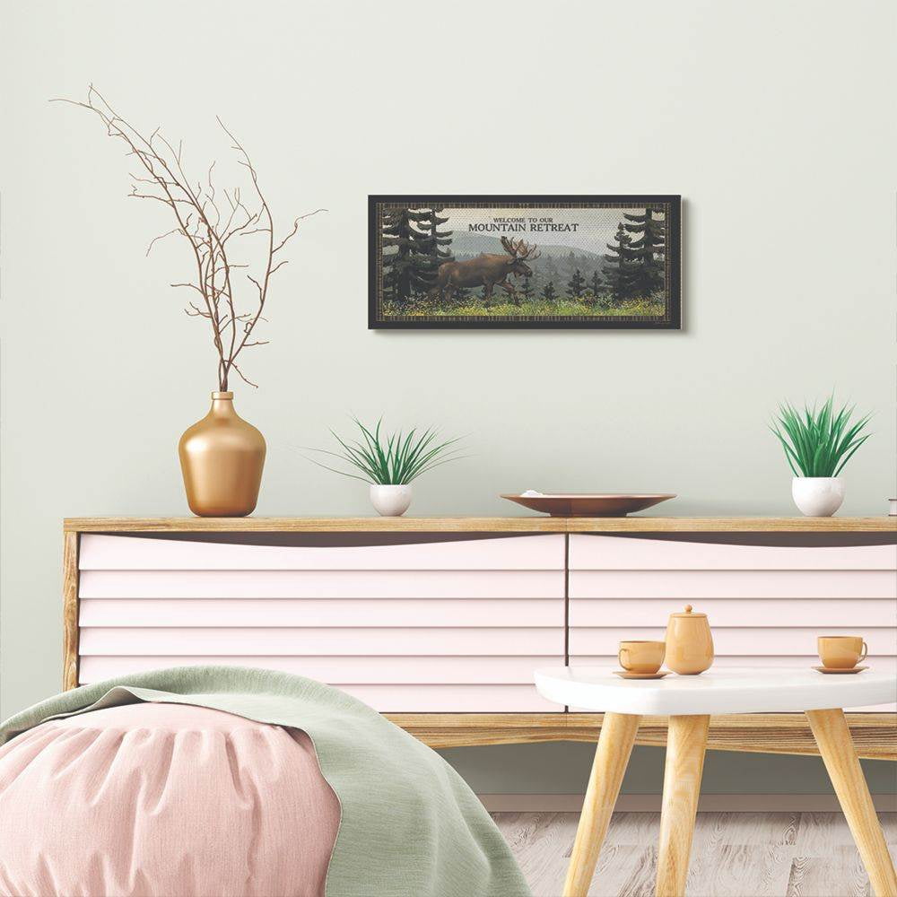 Stupell Industries Mountain Retreat Moose Animal Country Landscape Design Canvas Wall Art by Stephanie Workman Marrott