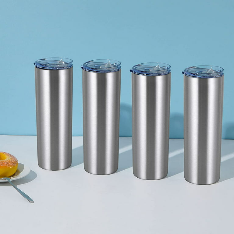 20 Oz Stainless Steel Skinny Tumbler, 6 Pack Double Wall Insulated Tumblers  with Lids and Straws, Insulated Travel Water Tumbler Cup, Slim Vacuum
