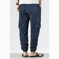 thumbnail image 3 of YLSDY Fashion Men's Casual Cargo Jogger Pants with Elastic Waistband Drawstring Cotton Linen Sports Pants with Pockets Navy XL, 3 of 6