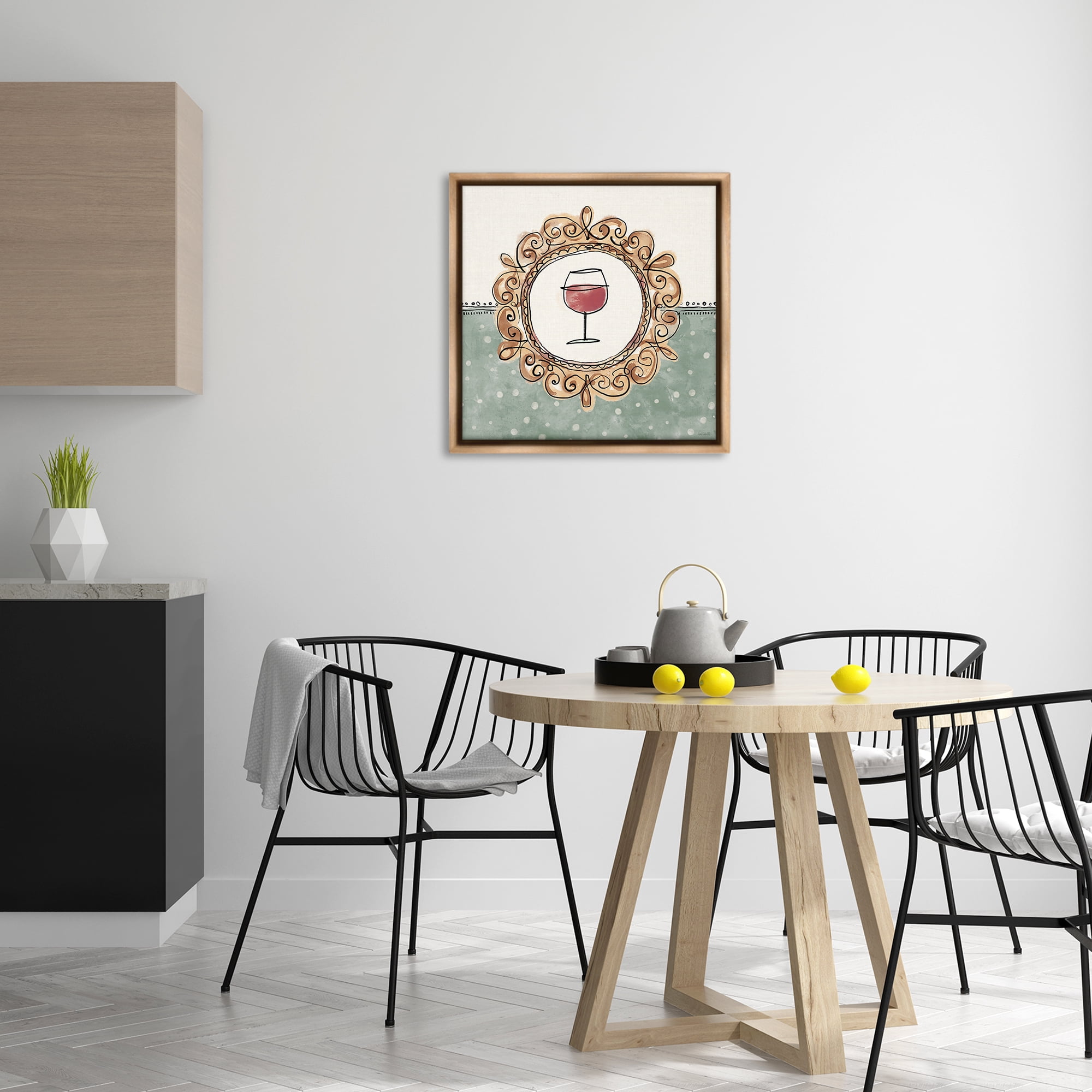 Stupell Industries Wine with Classic Border Food & Beverage Painting Brown Floater Framed Canvas Art Print Wall Art, 25 x 25