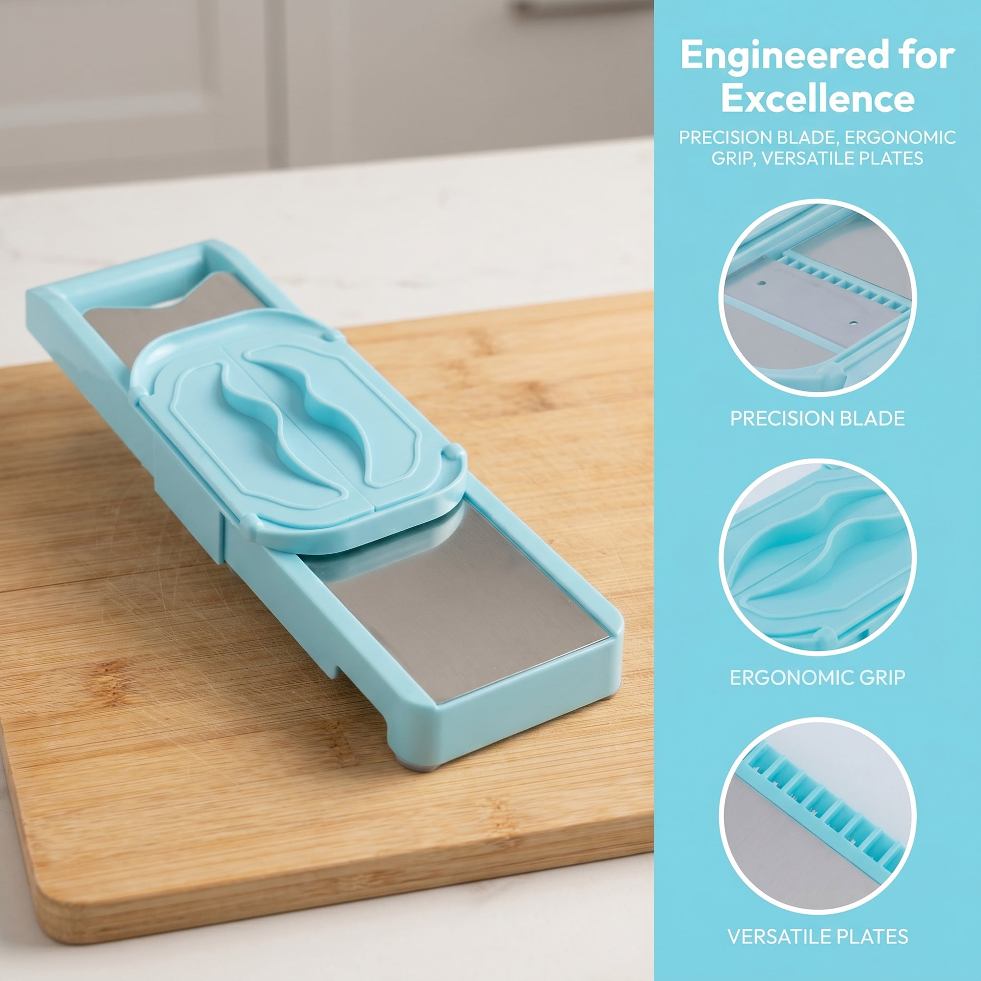 Unique Bargains Stainless Steel Mandoline Slicer with Safety Guard 3 in 1(A) 14.8"x3.9"