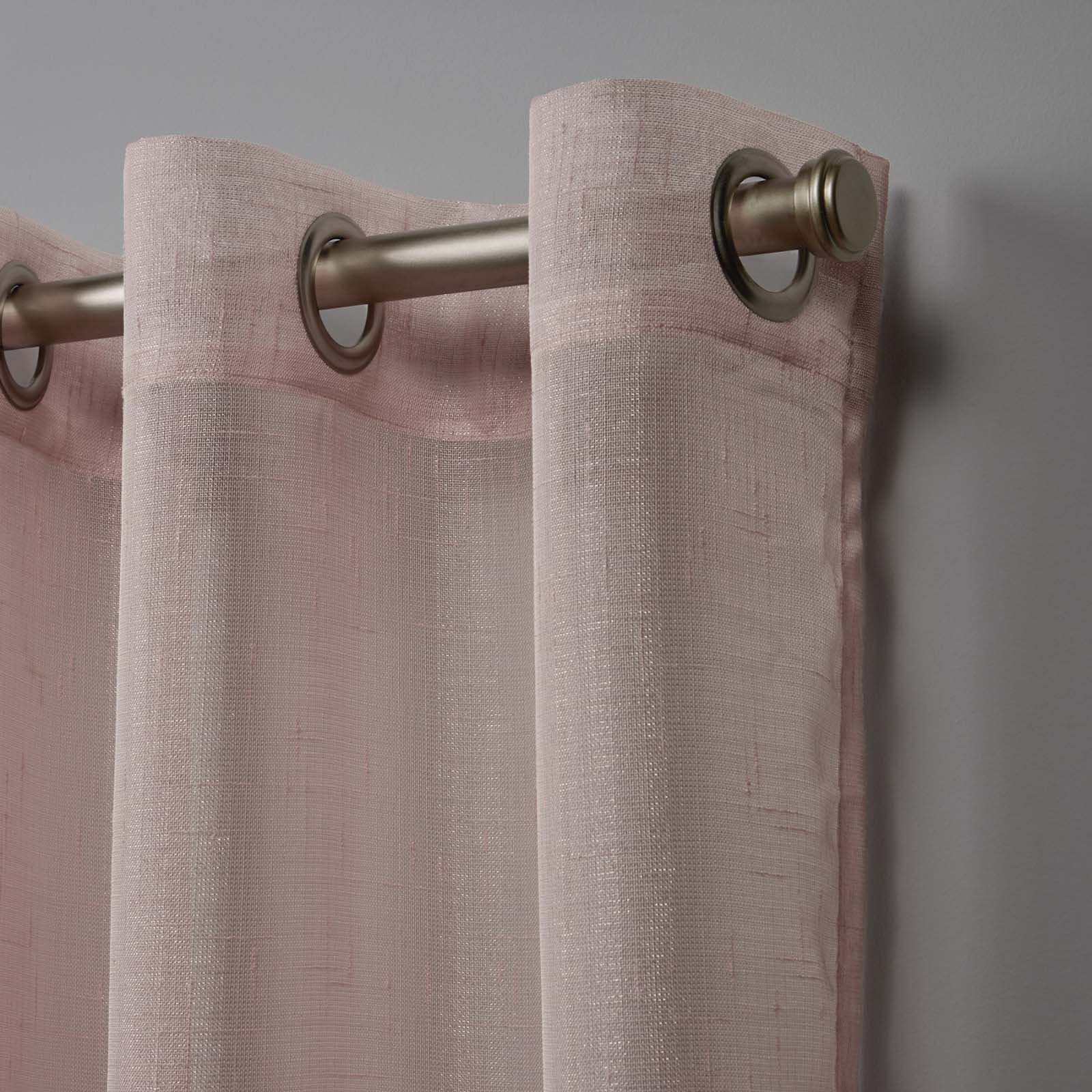 Nicole Miller Iceland Metallic Sheer Grommet Top Curtain Panel Pair, 54"x84", Blush