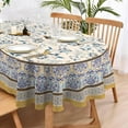 thumbnail image 2 of Oval Floral Tablecloth, Blue Yellow French Country Tablecloth 54 x 72, Wrinkle Resistant and Washable Floral Table Cloths,Perfect for Kitchen Dinner,Family Gathering,Holiday Dining Room Table, 2 of 6
