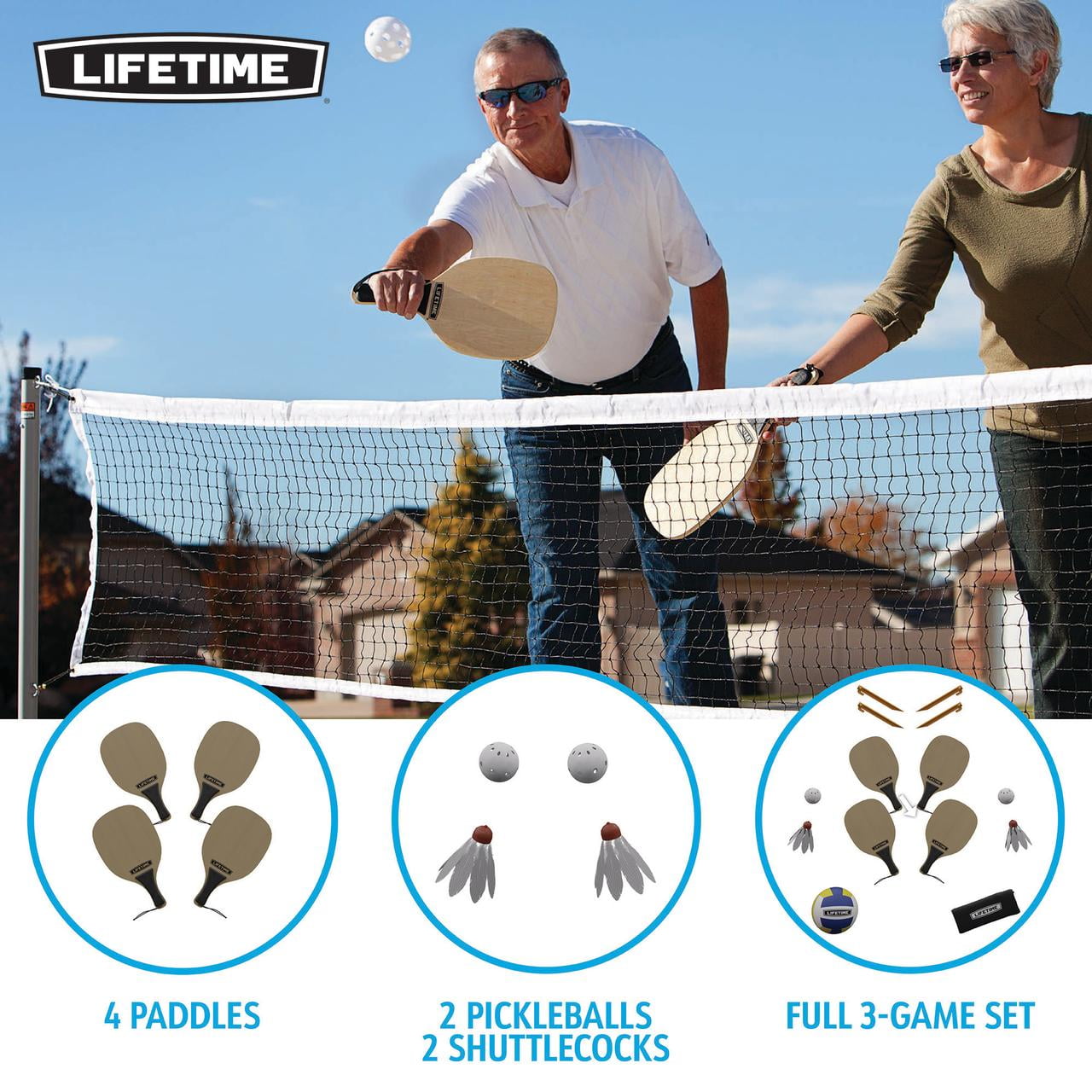 Lifetime Products Outdoor Net Games Set for Tennis, Volleyball, Pickleball and Badminton - 90541