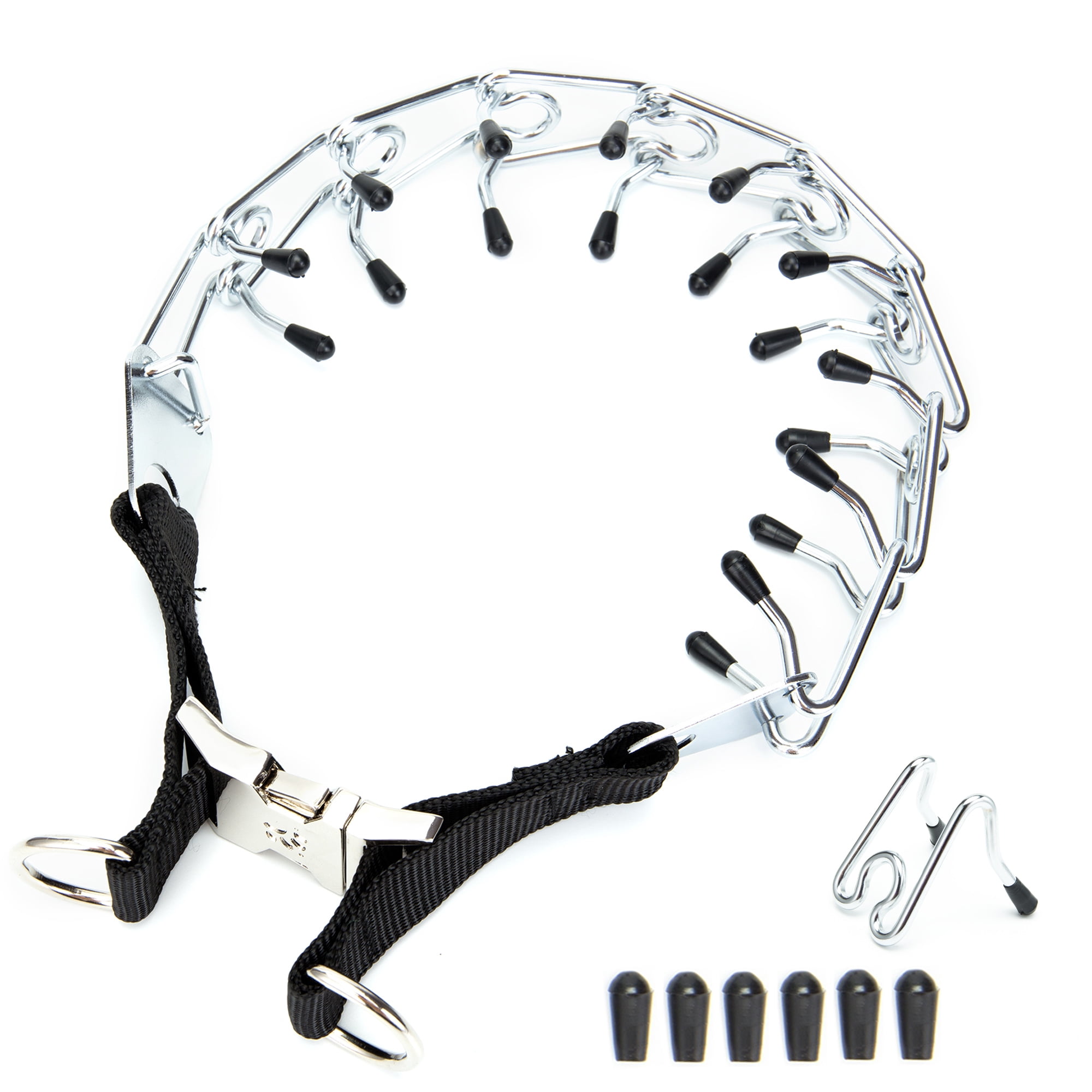 SAYFUT Stainless Steel Prong Collar with Quick-Snap Buckle 24 inch Silver