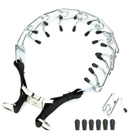 SAYFUT Stainless Steel Prong Collar with Quick-Snap Buckle 24 inch Silver