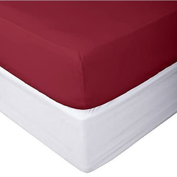 500 Thread Count 3 Piece (1- Fitted Sheet + 2- Pillow cover) Quality 30 Inch Deep Pocket 100% Egyptian Cotton Color Burundy Solid Size Queen