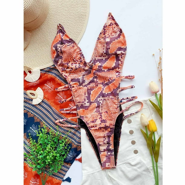 Pink snake shop print swimsuit