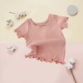 thumbnail image 6 of Utoimkio Toddler Girls Short Sleeve Cotton Tee Tops Toddler Striped Square Neck T-Shirts Summer Crisscross Clothes Size 1-8T, 6 of 8