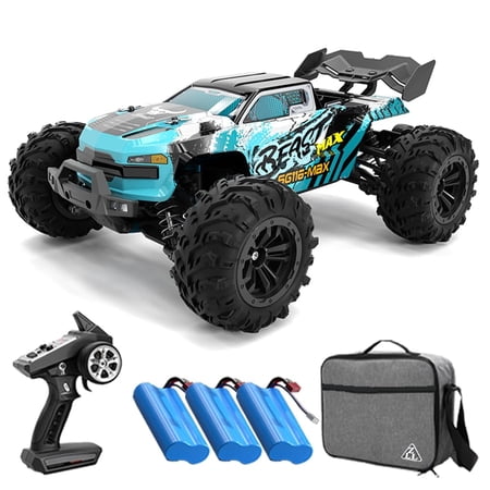 Teeggi 1/16 Brushless Fast RC Cars for Adults, Max 50mph Remote Control Car with Carrying Bag, Electric Off Road RC Truck, 4WD High Speed Drift RC Car with 3 Lipo Batteries, Compatible 3S Lipo