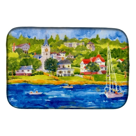 

Caroline s Treasures Harbour Scene with Sailboat Dish Drying Mat