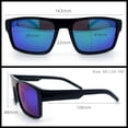 thumbnail image 3 of SA106 Polarized Rectangular Sport Sunglasses for Men UV400 Mirrored Lightweight Shiny Black Frame - Teal Mirror Lens, 3 of 6