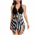 thumbnail image 2 of jsaierl Maillot de Bain Femme une Pièce Robe de Bain Dos Nu Imprimé Tropical Noué devant Maillot de Bain Fluide Été Col en V Robe de Bain Haute Basse pour Plage Fête Vacances, 2 of 6