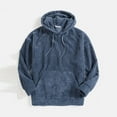 thumbnail image 2 of ZCFZJW Mens Cable Knit Striped Sweatshirts Casual Long Sleeve Drawstring Hooded Pullover Tops Loose Lightweight Regular Fit Baggy Hoodie Outwear Coat Blue M, 2 of 8