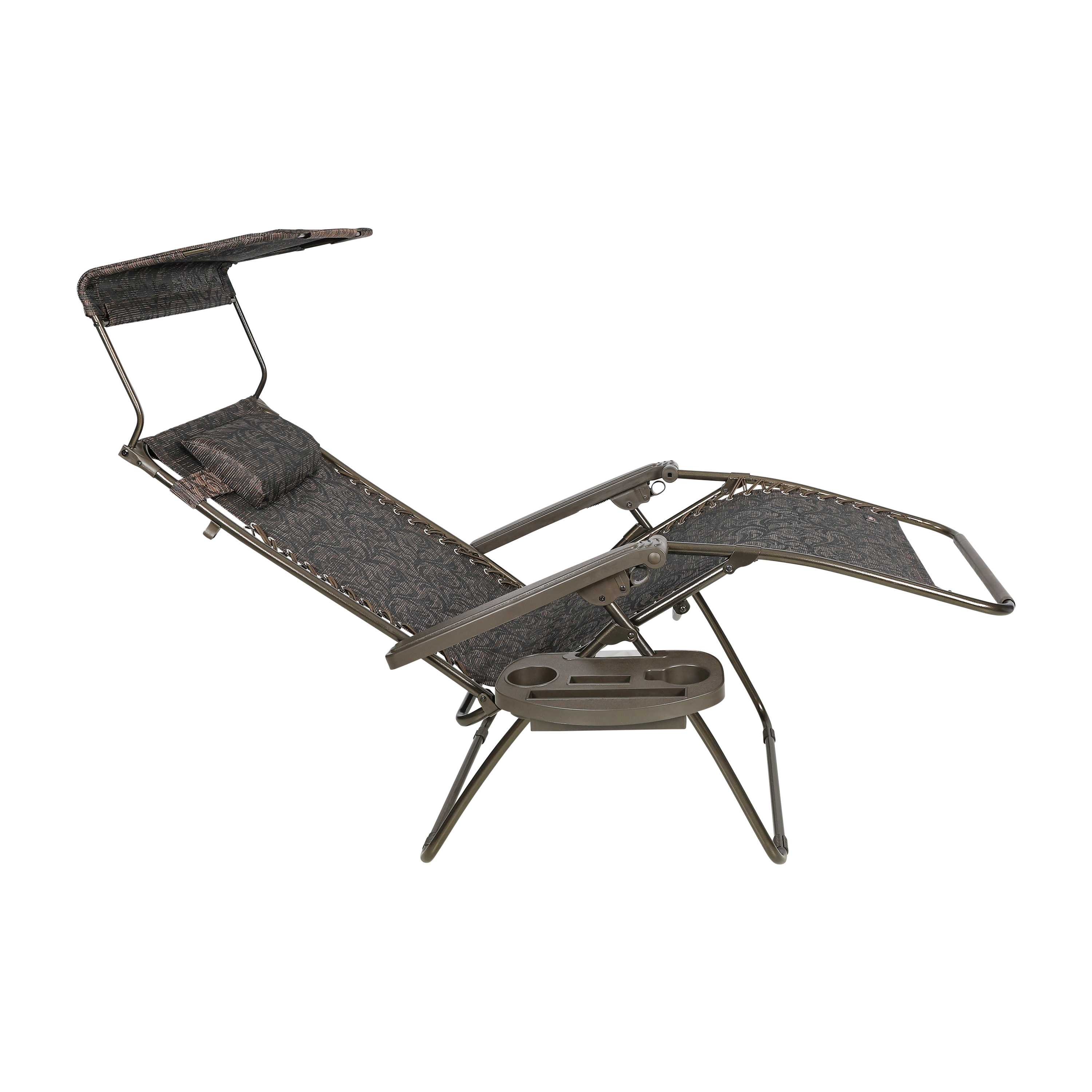Bliss Hammocks 26-in Wide Zero Gravity Chair w/ Adjustable Canopy Sun-Shade, Drink Tray, & Adjustable Pillow, 300 Lbs Capacity (Jacquard) - image 2 of 3