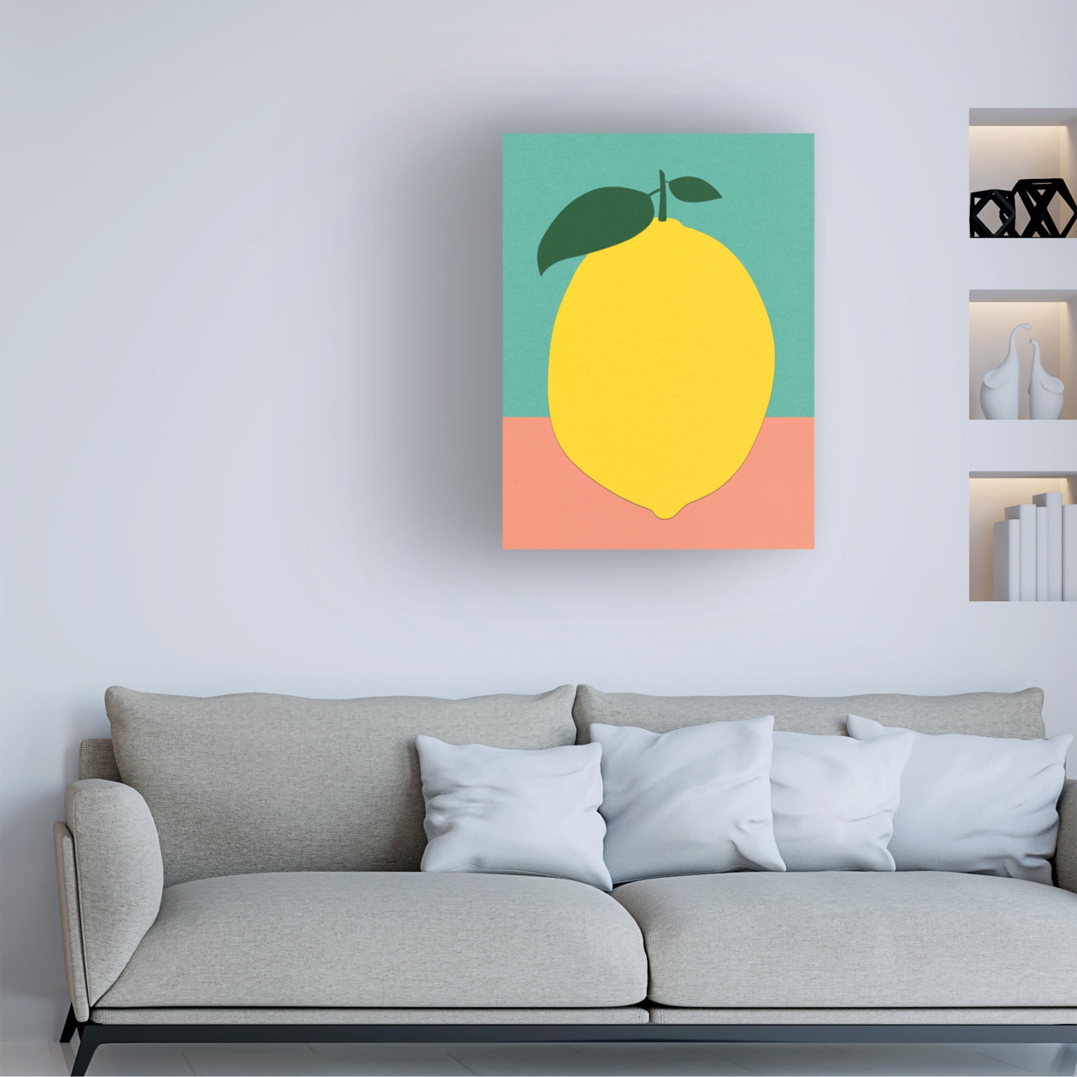Trademark Fine Art Rosi Feist Lemon With Two Leaves Canvas Wall Art